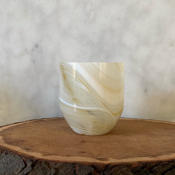 Cream Swirl Glass Jar/Candle Holder/Pencil Holder - Picture 4 of 7